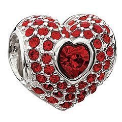 Red Sparkly Heart Bead