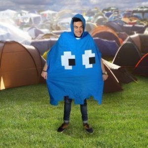 Regenponcho Retro Arcade Poncho blau