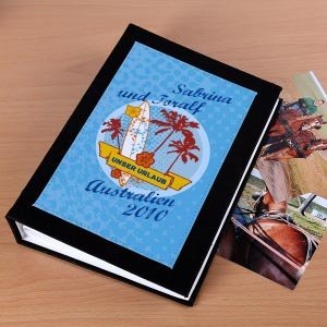 Reisefotoalbum mit Namensaufdruck