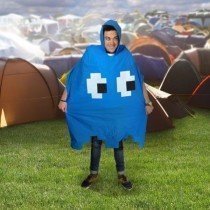 Retro Arcade Poncho - blau