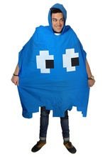 Retro Arcade Regen-Poncho Nerd blau