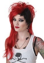 Retro Punk Langhaar Perücke rot