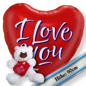 Riesenballon I love You und Love-Teddy