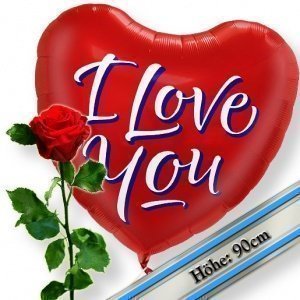 Riesenballon I love You und haltbare Ros