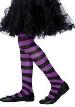 Ringelstrumpfhose für Kinder schwarz-lil