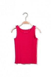 Ripp Tank Top mit Spitzenborten
