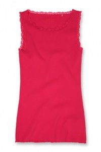 Ripp Tank Top mit Spitzenborten