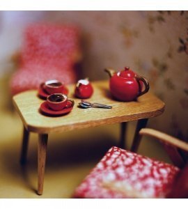 ROTES KAFFEEGESCHIRR Fotoabzug 70x70