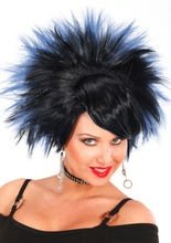 Rockerin Perücke, schwarz-blau