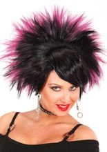 Rockerin Perücke, schwarz-pink