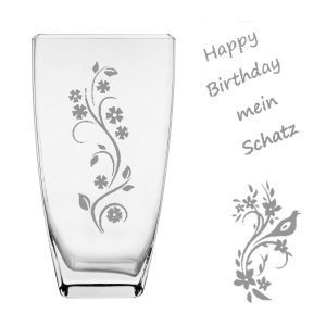 Romantische Glasvase *mit Gravur*