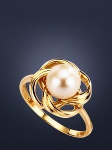 Romantischer Damenring mit 1 Süßwasserpe