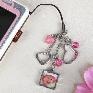 Rosa Fotoanhänger mit Herzen fürs Handy