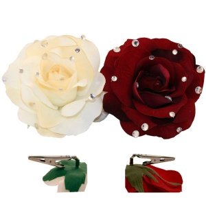 Rosenblüte Glamour mit Clip, bordeaux