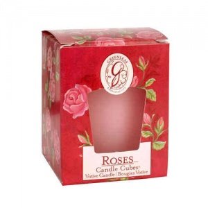 -Roses- Candle Cube Votive, Greenleaf