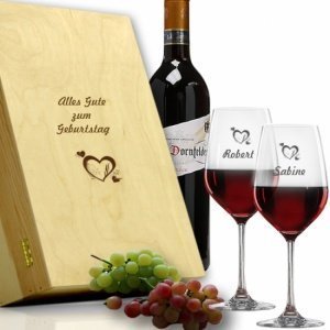 Rotwein Geschenkset in Holzkiste