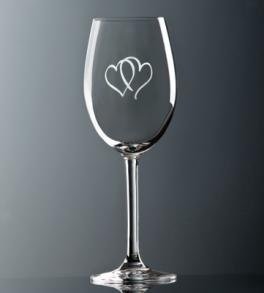 Rotwein Glas ""2 Herzen""