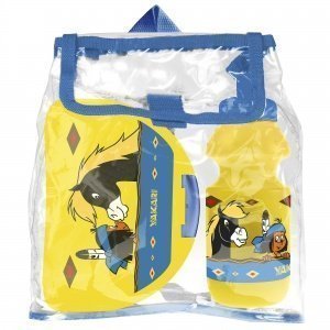 Rucksack mit Brotdose und Flasche