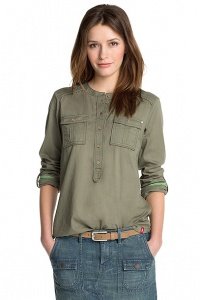 Safari-Stil Baumwoll Bluse