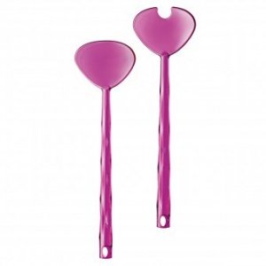 Salatbesteck Crystal transparent pink