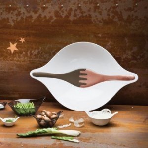 Salatschale mit Besteck Leaf XL+ solid w