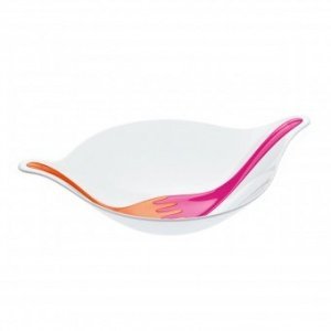Salatschüssel mit Besteck Leaf M solid w