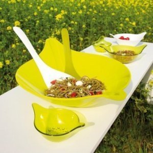 Salatschüssel mit Besteck Leaf M solid s