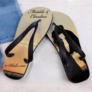 Sandalen für Brautpaare mit Namen und Ho