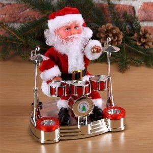 Santa am Schlagzeug mit Musik