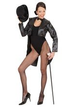 Satin-Frack für Damen Showgirl schwarz