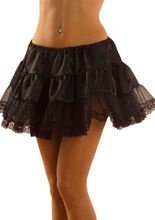 Satin Petticoat mit Spitze, schwarz