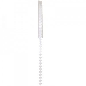 Satinband Herz, 8 mm, 5m, weiß