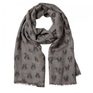 Schal -Eulen-, dunkelsand, Lisbeth Dahl