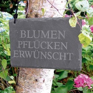 Schiefer-Gartenschild Blumen pflücken er