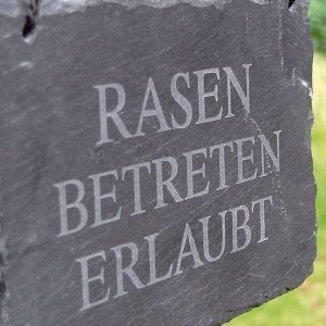 Schiefer-Gartenschild Rasen betreten erl