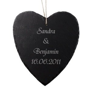 Schiefer Herz mit Gravur