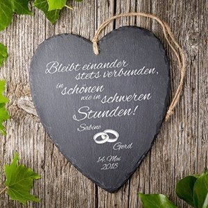 Schieferherz mit Gravur zur Hochzeit