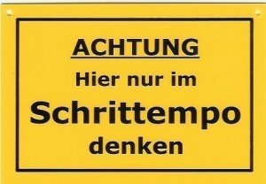 Schild als Postkarte: Achtung Hier nur i