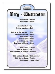 Schild für Berg-Wetterstein im DIN A4-Fo