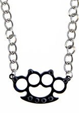 Schlagring Halskette schwarz-silber