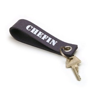 Schlüsselanhänger Filz Chefin grau