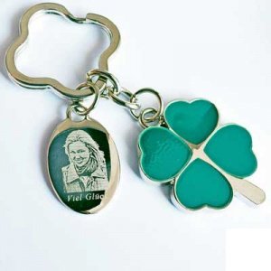 Schlüsselanhänger Kleeblatt mit Fotograv