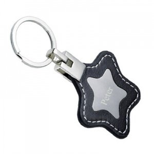Schlüsselanhänger Leder Stern mit Gravur