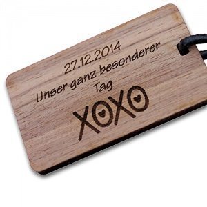 Schlüsselanhänger mit Gravur aus Nussbaum Holz Kalender individualisierbar