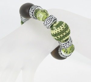 Schmuck-art Armband Perle und Holz olive