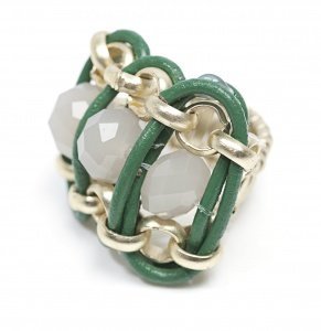 Schmuck-art Ring Bucca blk.diamond-green