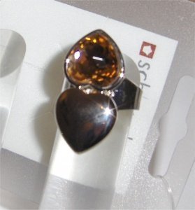 Schmuck-art Ring Twin Heart silvertopaz