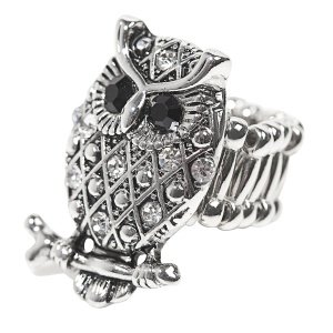 Schmuck-art Stretchring Eule silver-blac