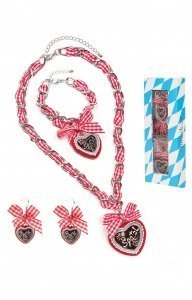 Schmuck-art Wiesn Set Spatzl silver/red-