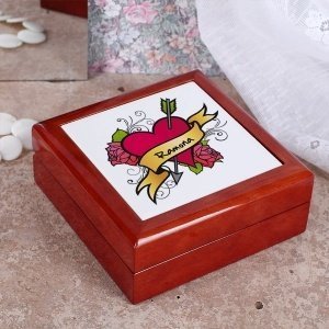 Schmuckdose *Herzdesign mit Banner*